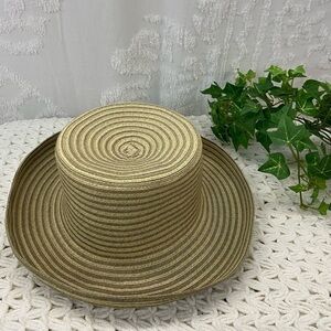 VILLAGER A LIZ CLAIBORNE COMPANY Womens Pork Pie Straw Hat Sz OS Nautical Casual
